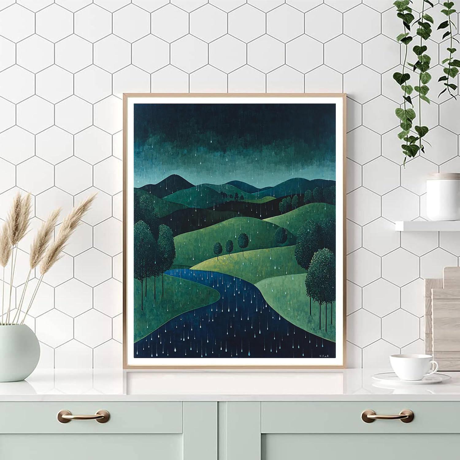 Nandalal Bose Inspired Echoes Of Tranquil Rain  Paint By Number