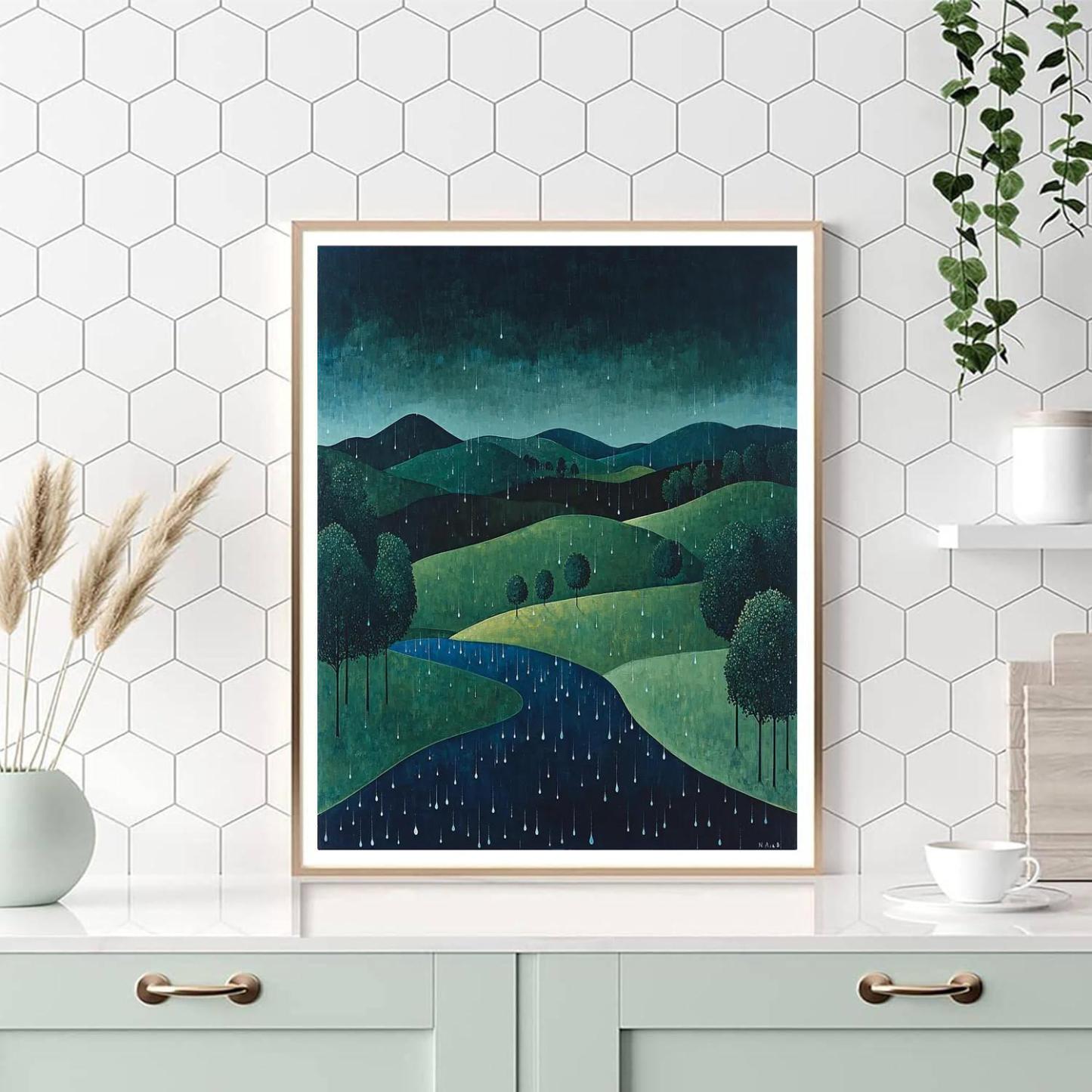 Nandalal Bose Inspired Echoes Of Tranquil Rain  Paint By Number