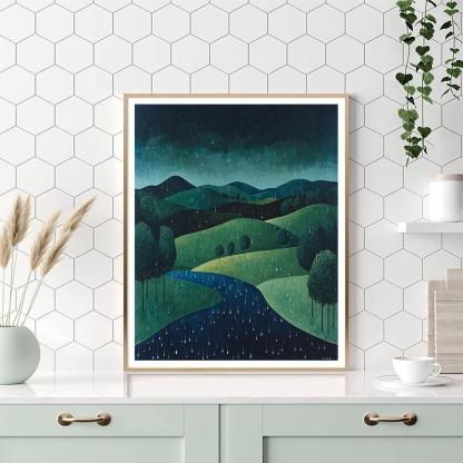 Nandalal Bose Inspired Echoes Of Tranquil Rain  Paint By Number