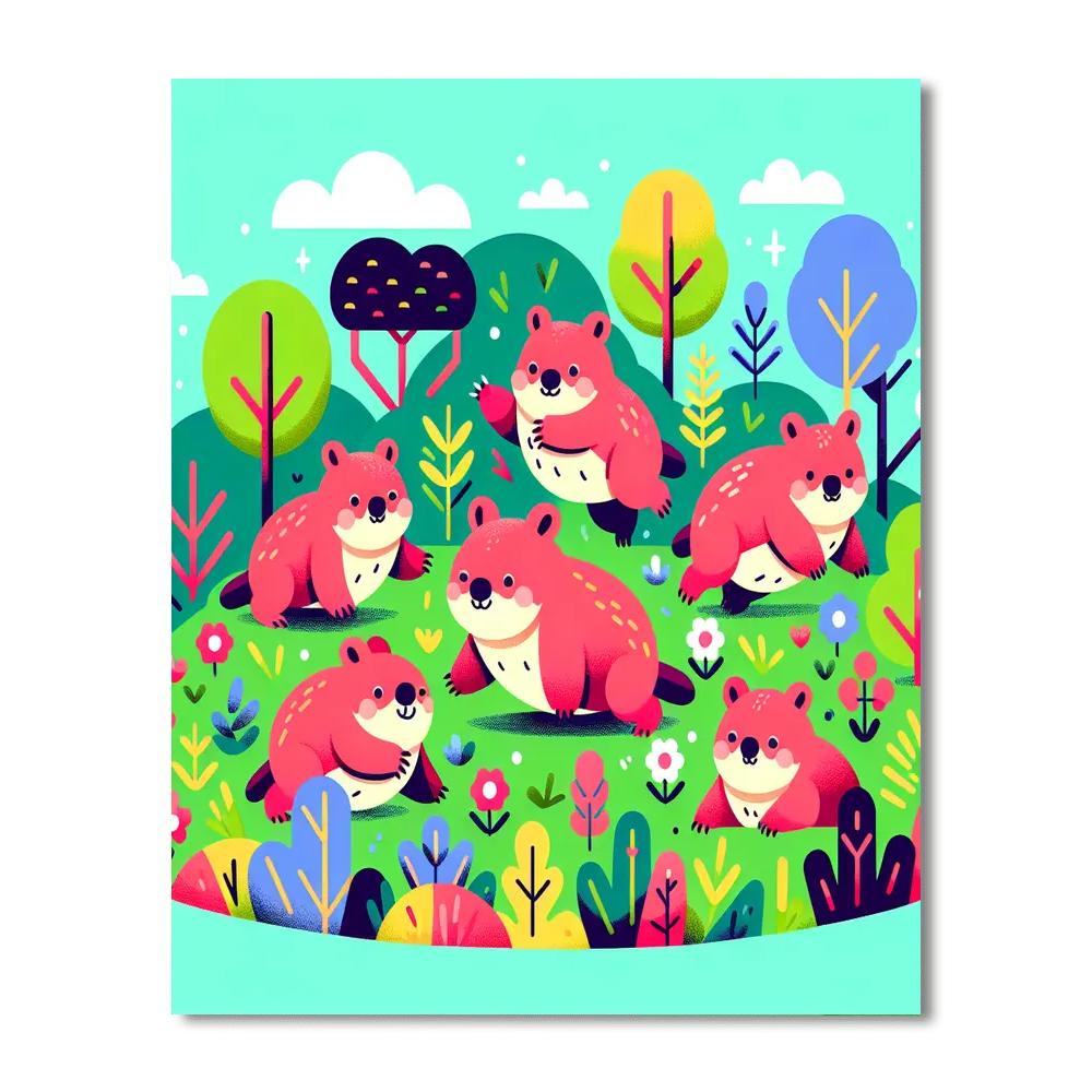 Woodland Wombat's Wonderland Numbered Painting Kits