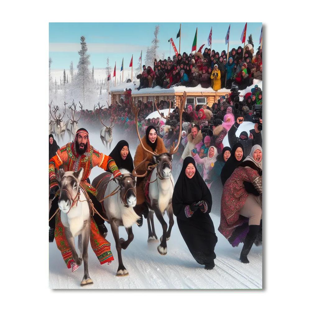 Running Of The Reindeer Number Painting