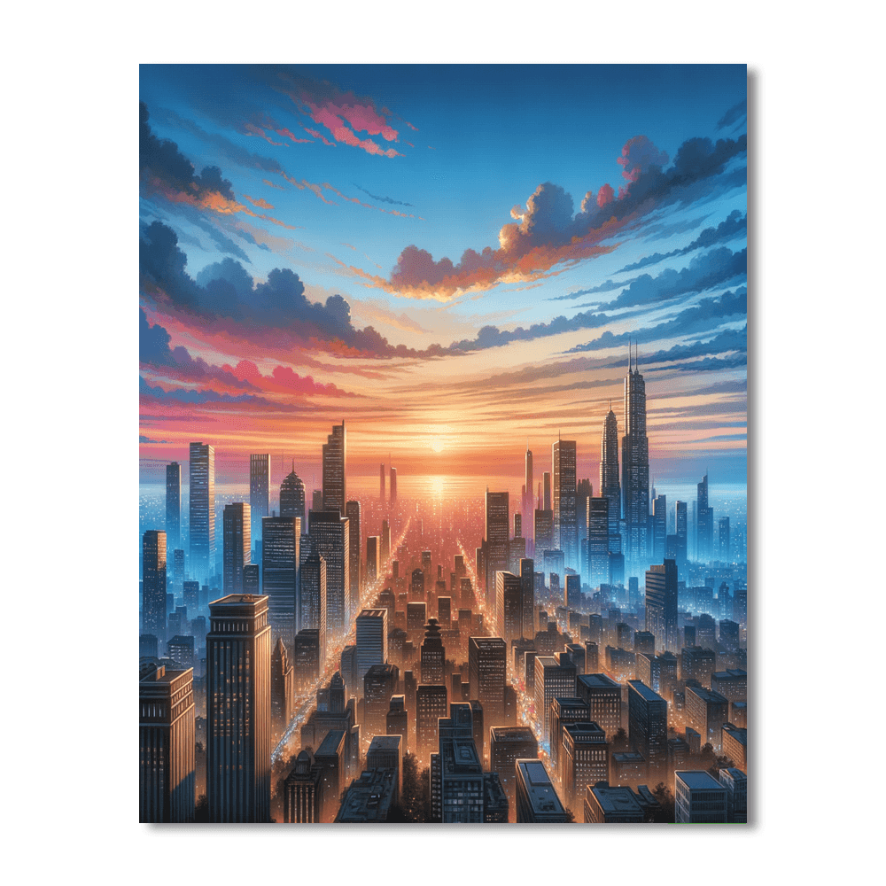 Rooftop Cityscape Number Painting