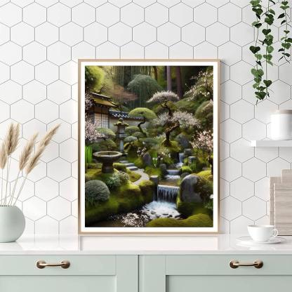 Elegant Japanese Tea Garden Paint By Numbers Art
