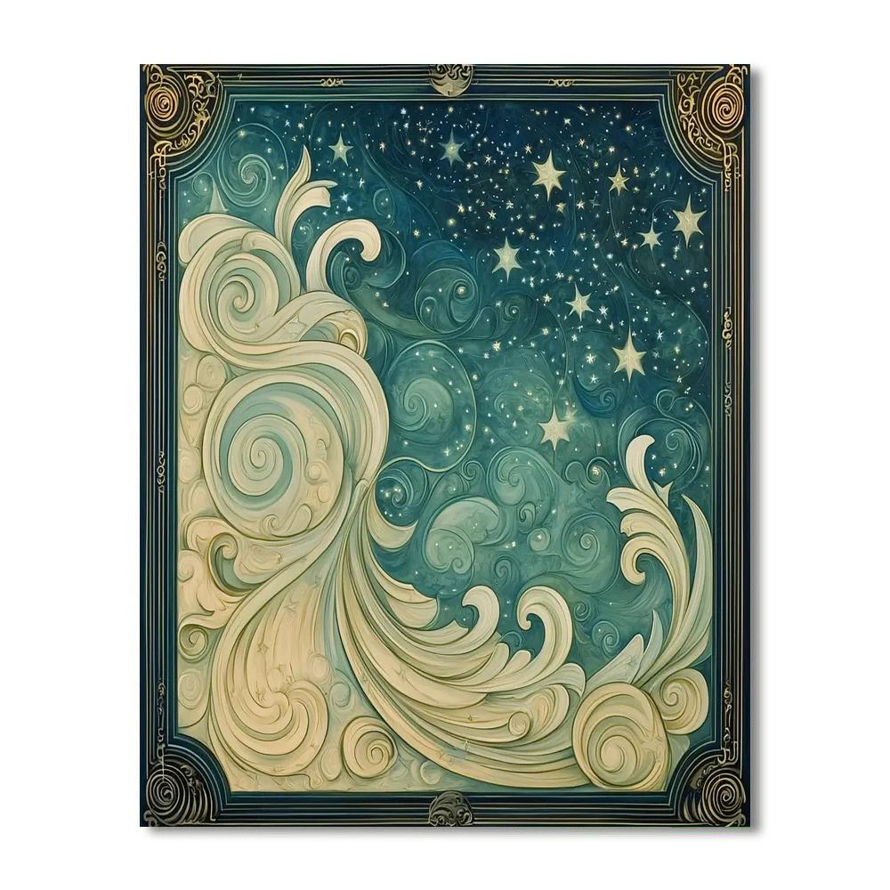 Alphonse Mucha Inspired Celestial Harmony Unveiled  Paint By Numbers Kits
