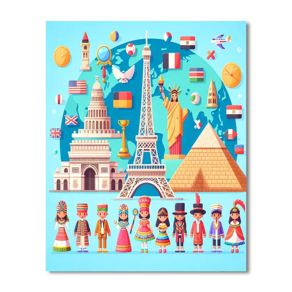 Around The World Exploration Paint By Numbers Art