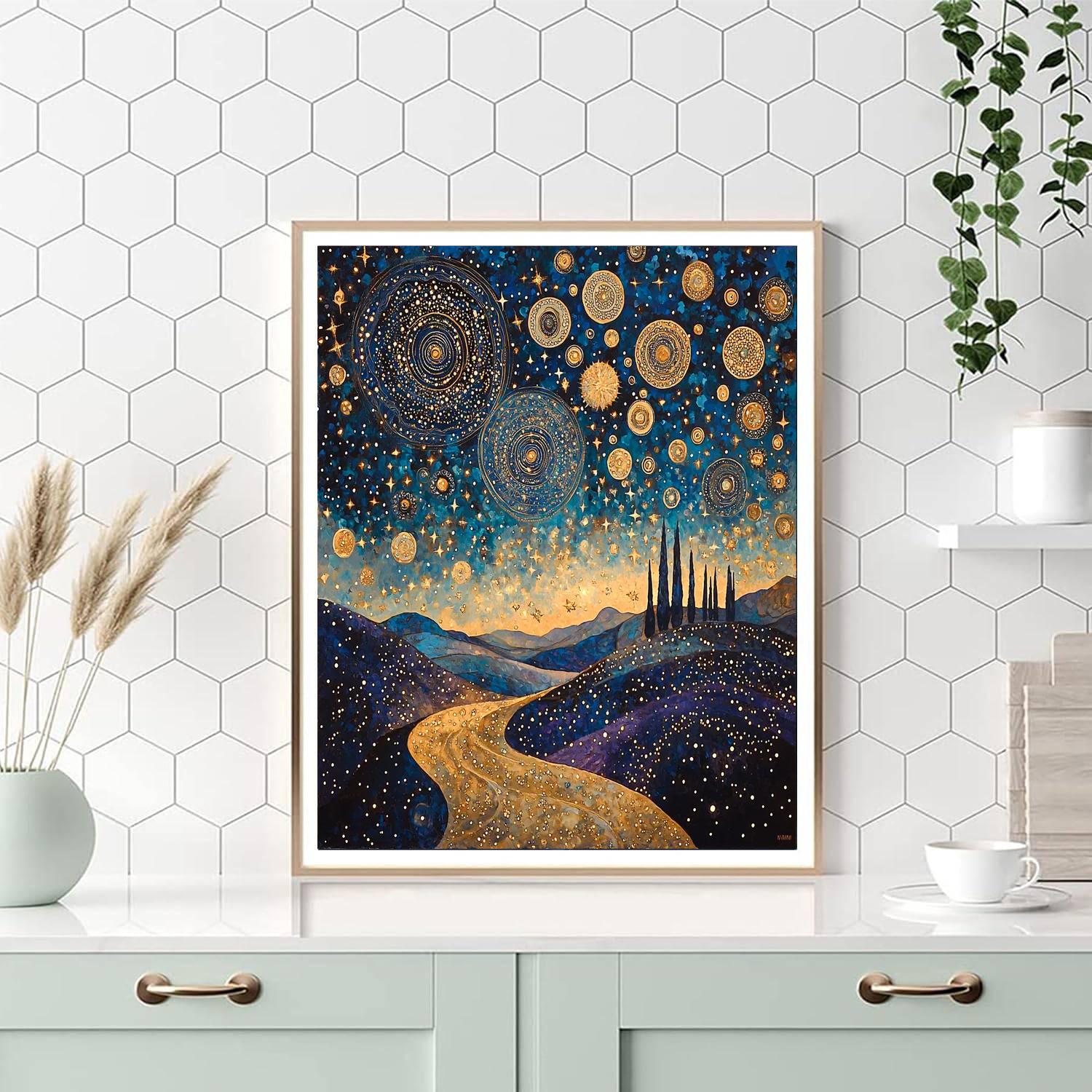 Gustav Klimt Inspired Serenade Of The Cosmos  Paint By Numbers Kits