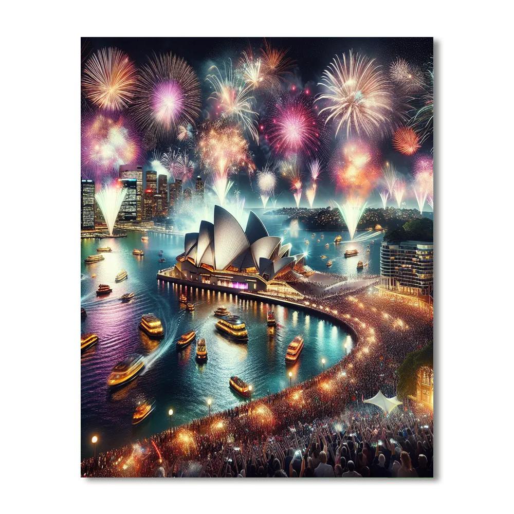 New Year's Eve Fireworks At Sydney Harbour DIY Paint By Numbers