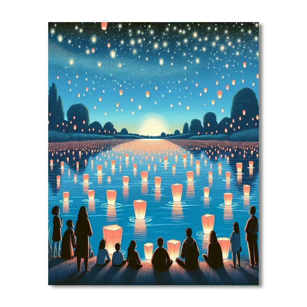 Floating Lantern Festival - Usa Painting By Numbers Kit