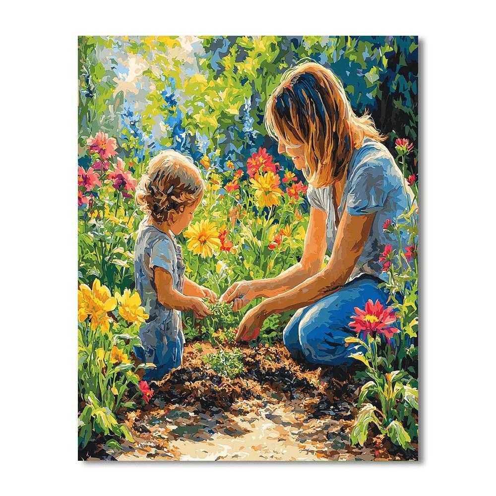 Mommy And Me In A Garden Number Painting