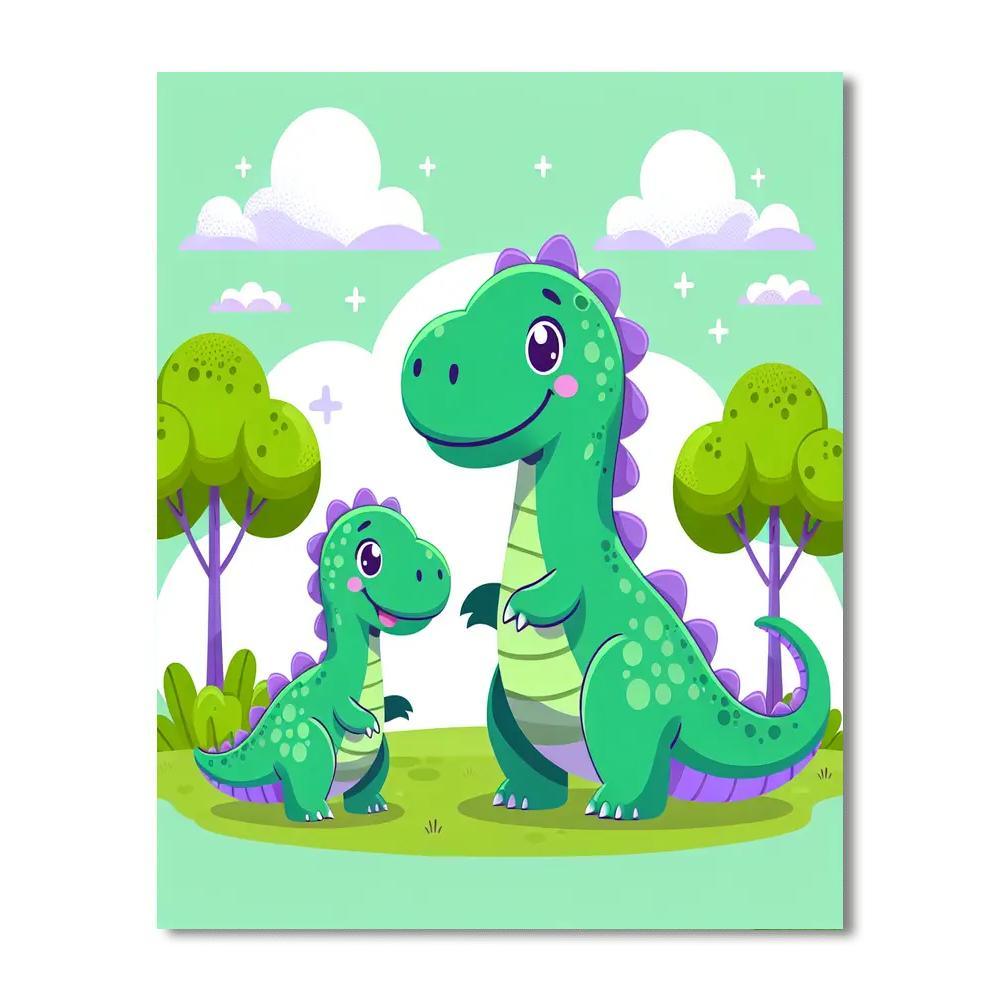 Happy Dinosaur Family Painting By Numbers Kit