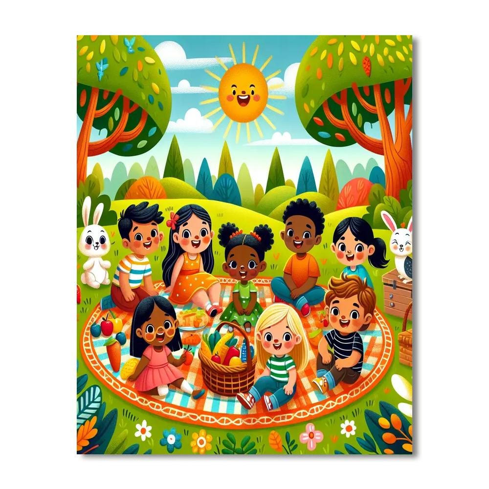 Joyful Picnic Fun Paint By Numbers Art