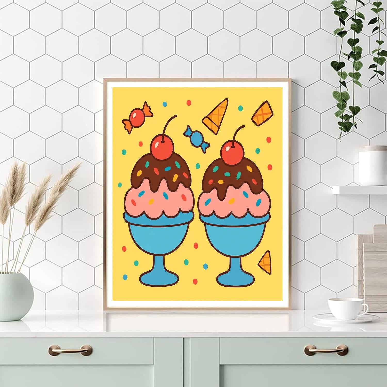 Ice Cream Sundae Delight DIY Paint By Numbers