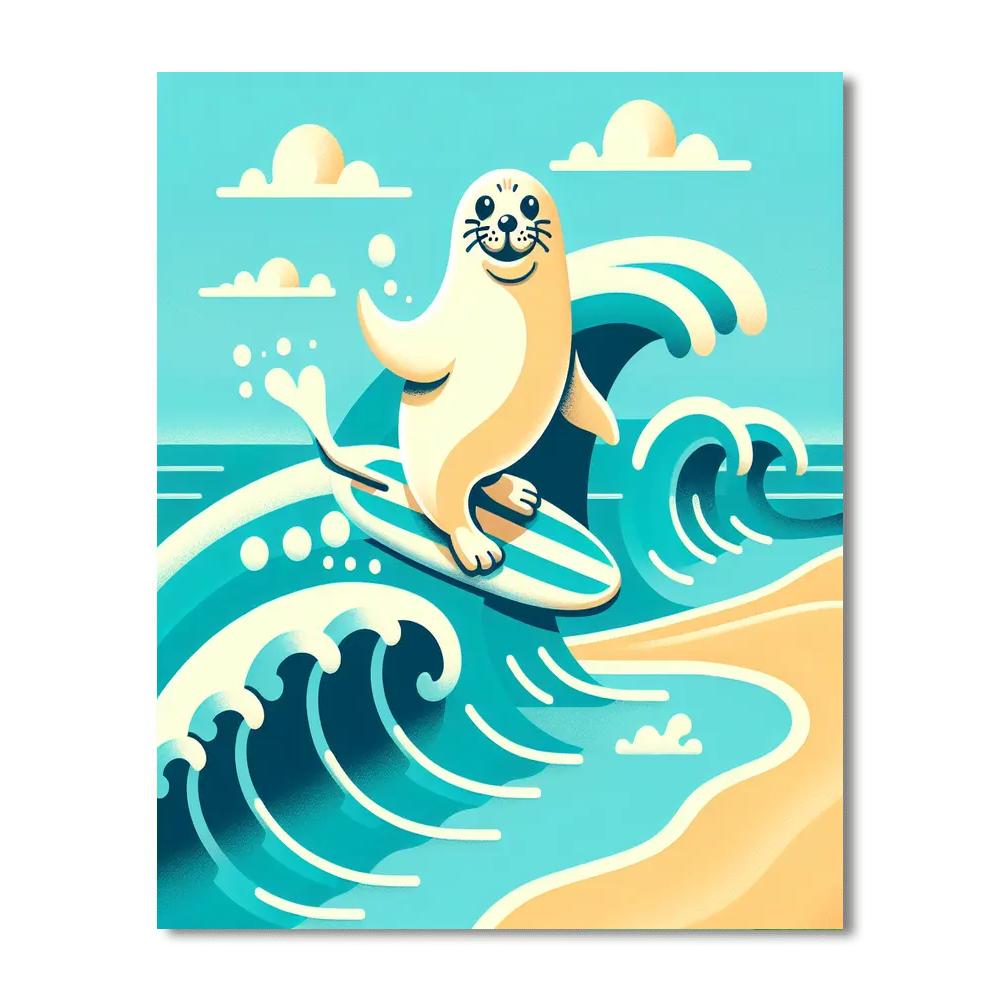 Surfing Seal Beach Day Numbered Painting Kits