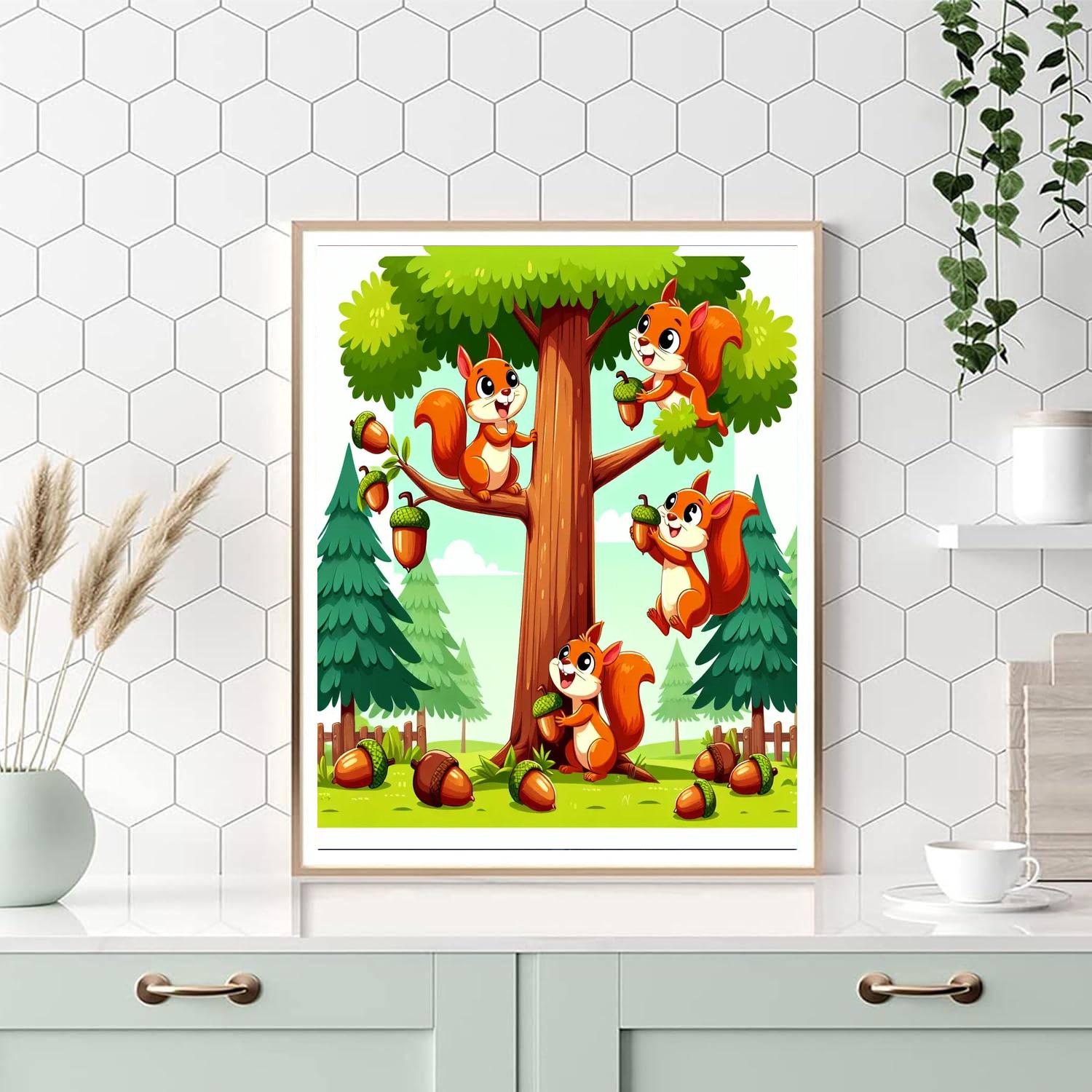 Charming Squirrels Number Painting