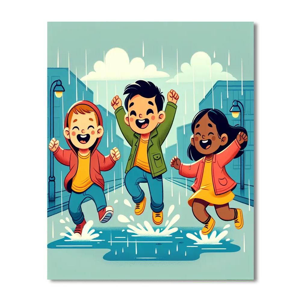 Rainy Day Puddle Jumpers Paint By Numbers Art