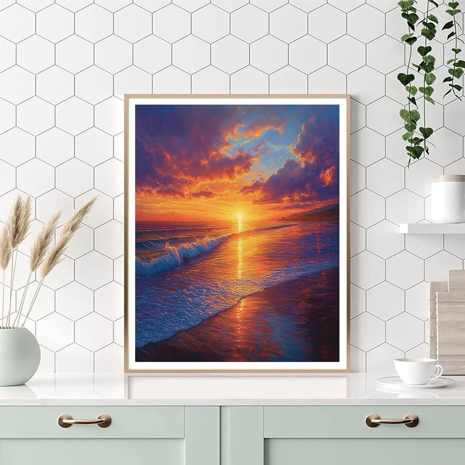 J.M.W. Turner Inspired Golden Horizon At Dusk  Paint By Numbers Kits