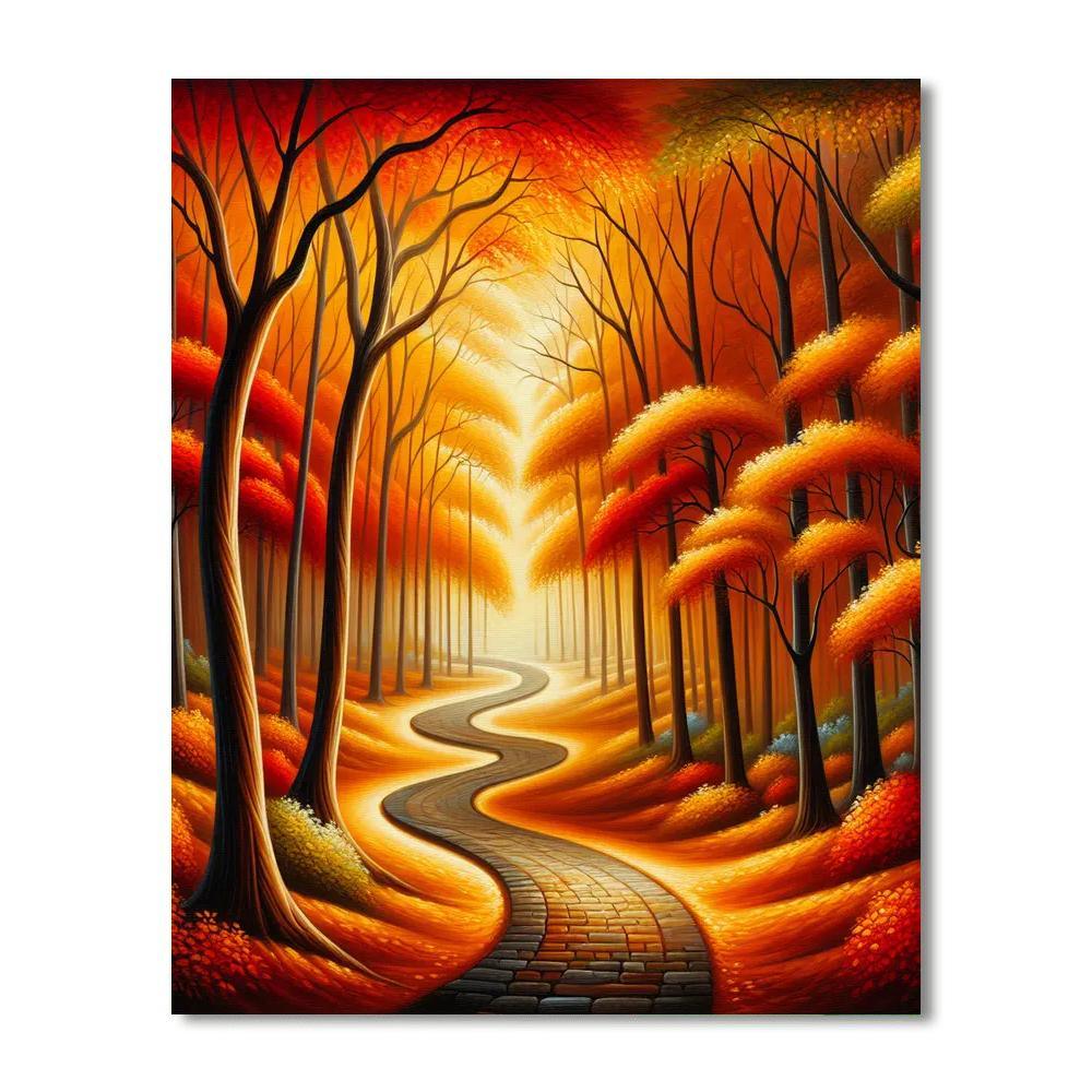 Tranquil Autumn Pathway Number Painting