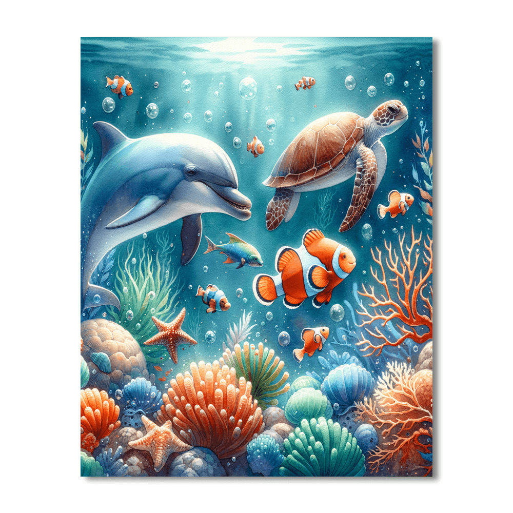 Underwater Friends - DIY Painting By Numbers Kit