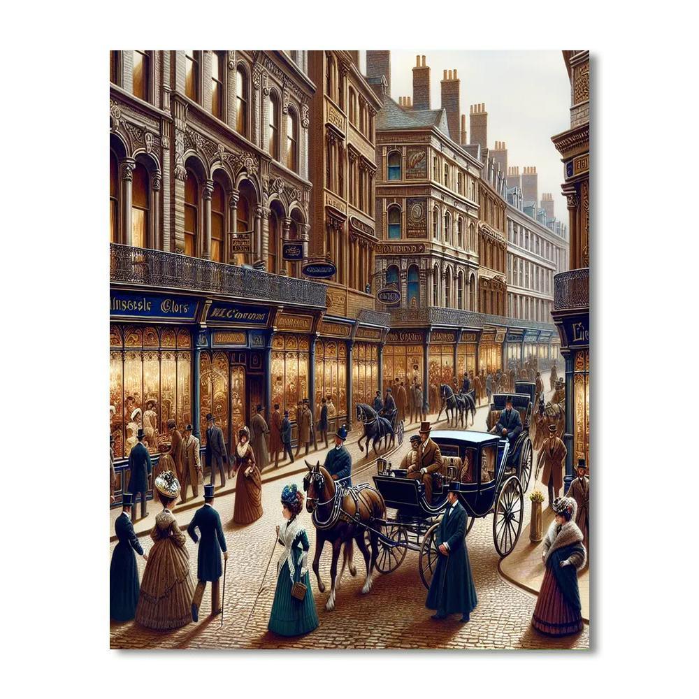 Victorian Streetscape Charm Paint By Numbers Art