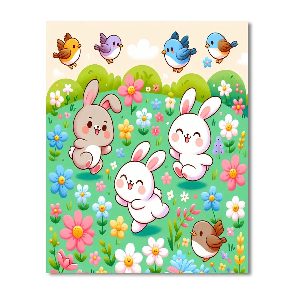 Springtime Bunny Parade Number Painting