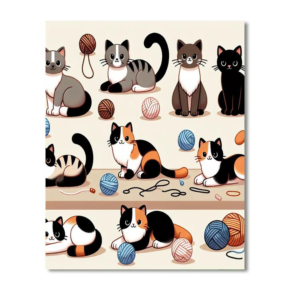 Friendly Felines Paint By Numbers Art