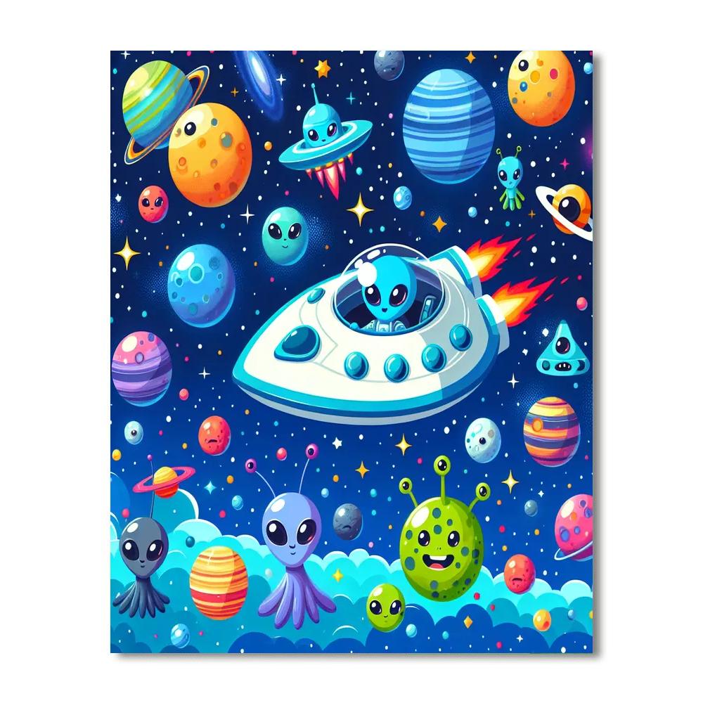 Doodle Galaxy Adventure Number Painting