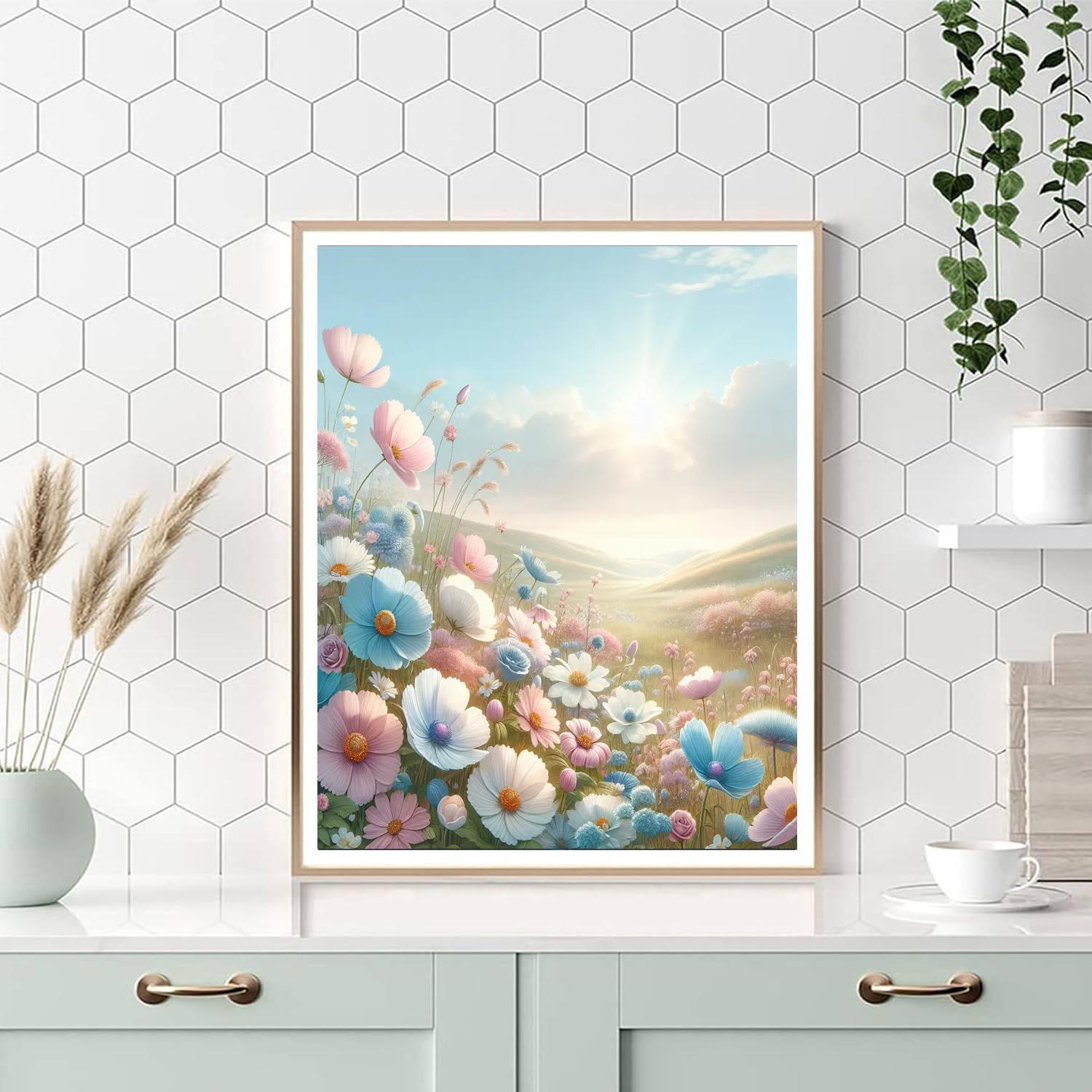 Blossoming Meadow's Pastel Bliss Painting By Numbers Kit