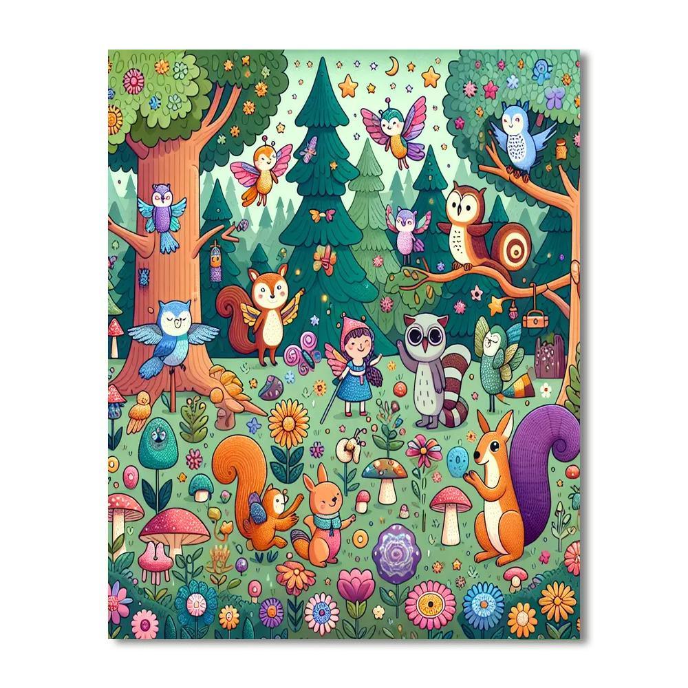 Bright Magical Forest DIY Paint By Numbers