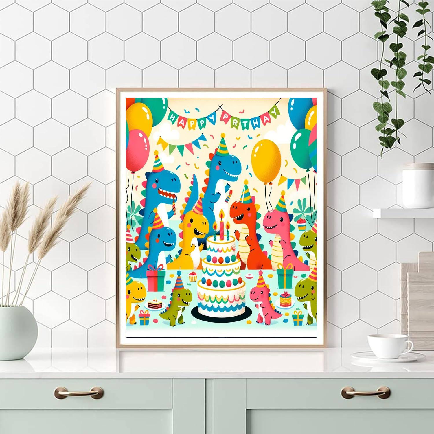 Delightful Dinosaur Party Number Painting