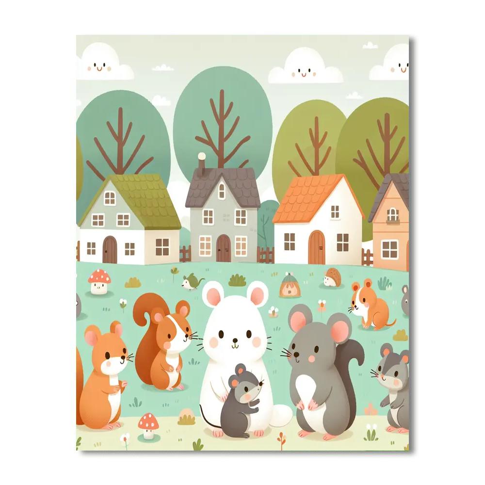 Cute Critter Village Paint By Numbers Kits