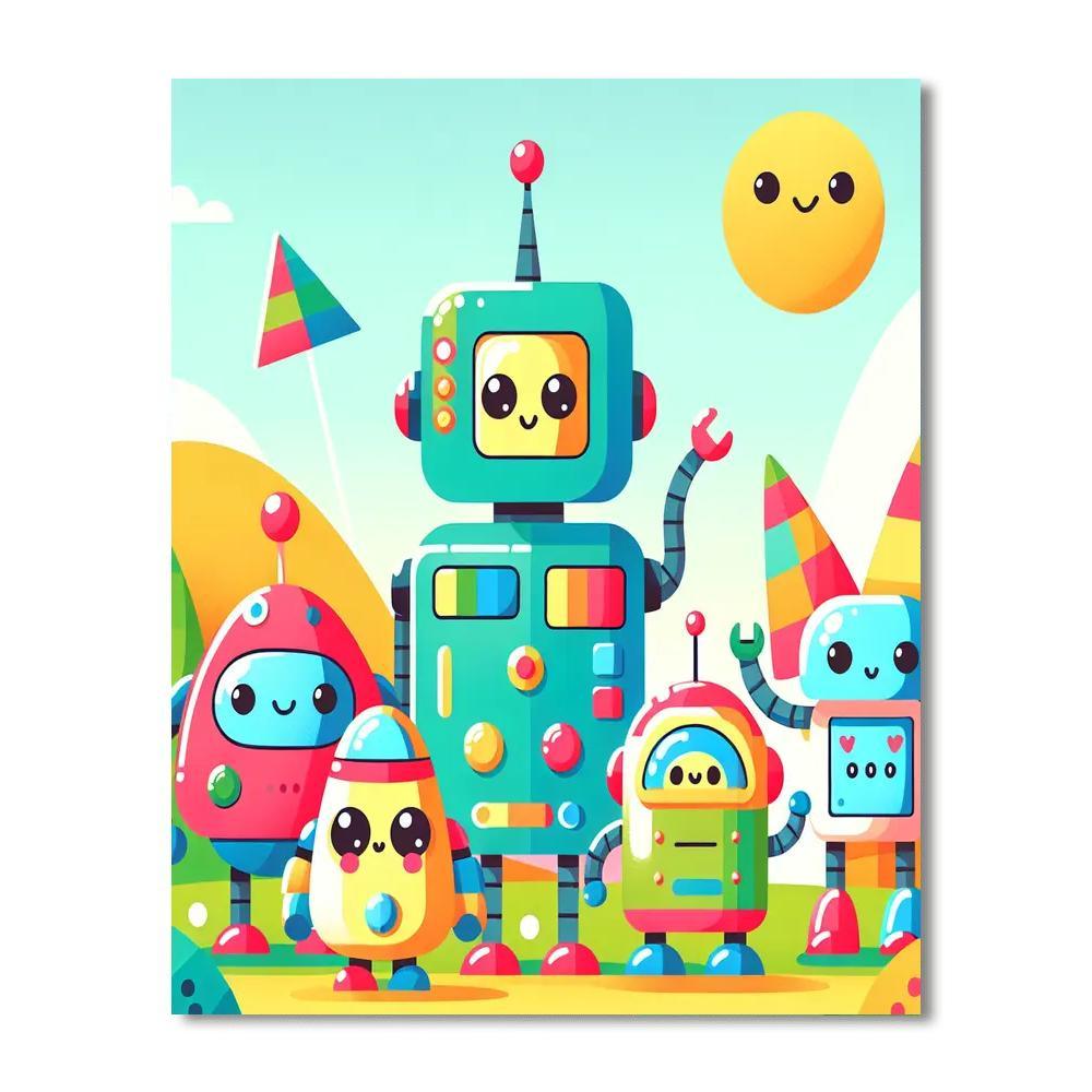 Silly Robot Adventure Paint By Numbers Art