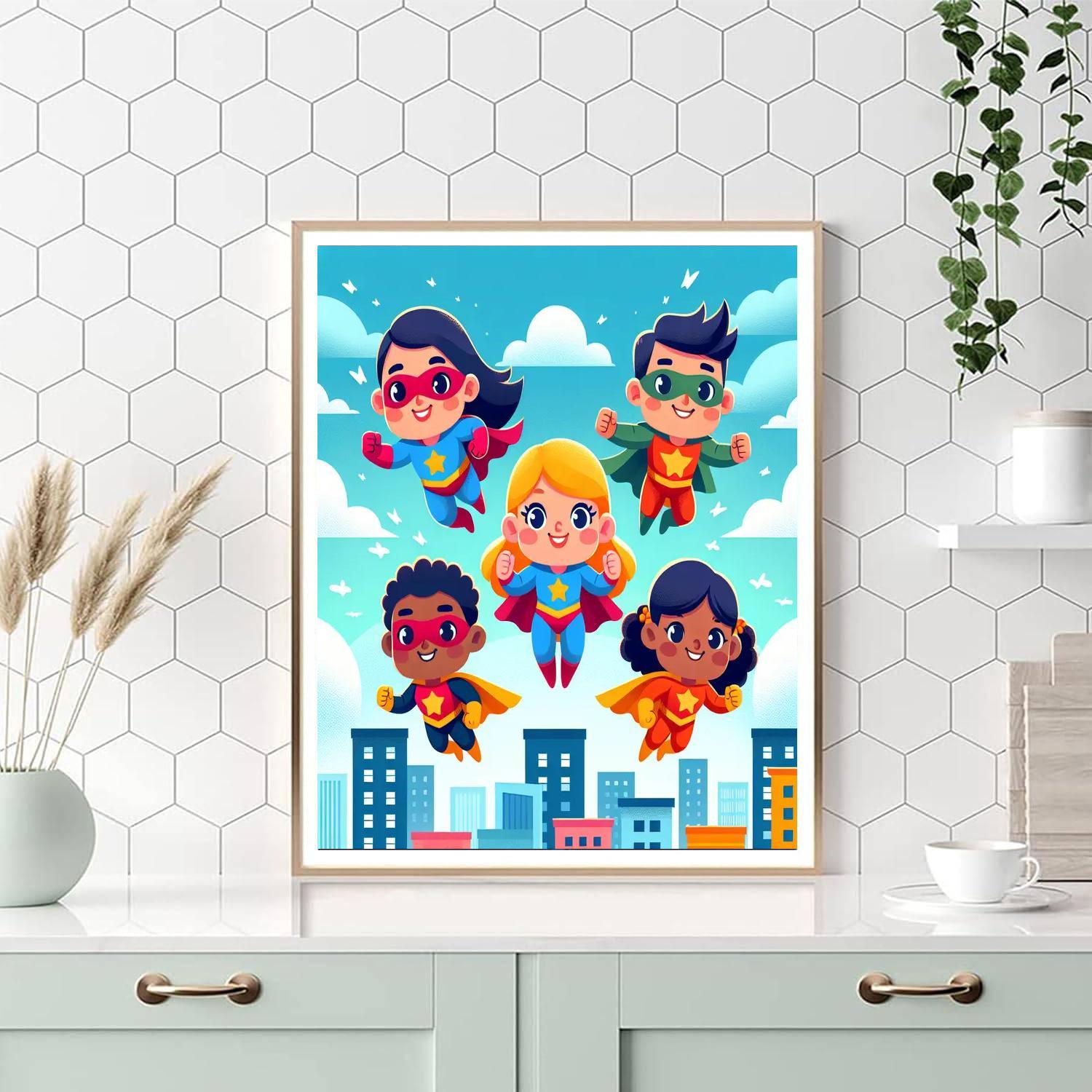Charming Superhero Adventures Numbered Painting Kits