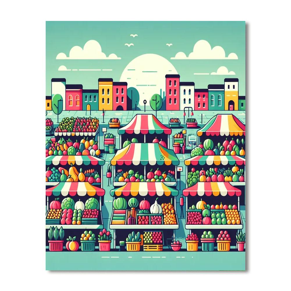 Sunny Day Farmer's Market Painting Number Kit