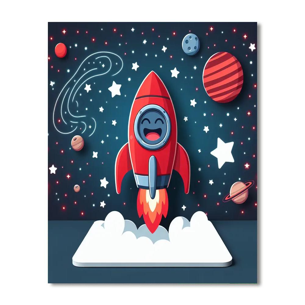 Exciting Rocket Painting By Numbers Kit
