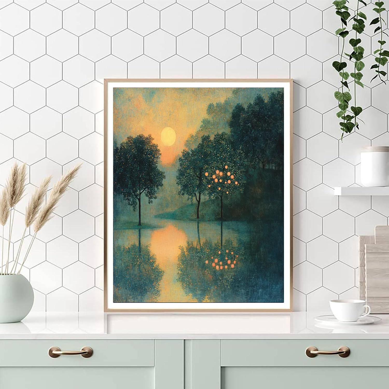 Odilon Redon Inspired Enchanted Twilight Orchard  Number Painting