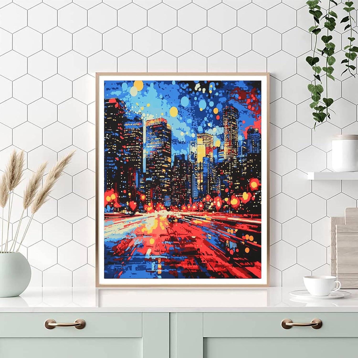Roy Lichtenstein Inspired Pop Art City Lights  DIY Paint By Numbers