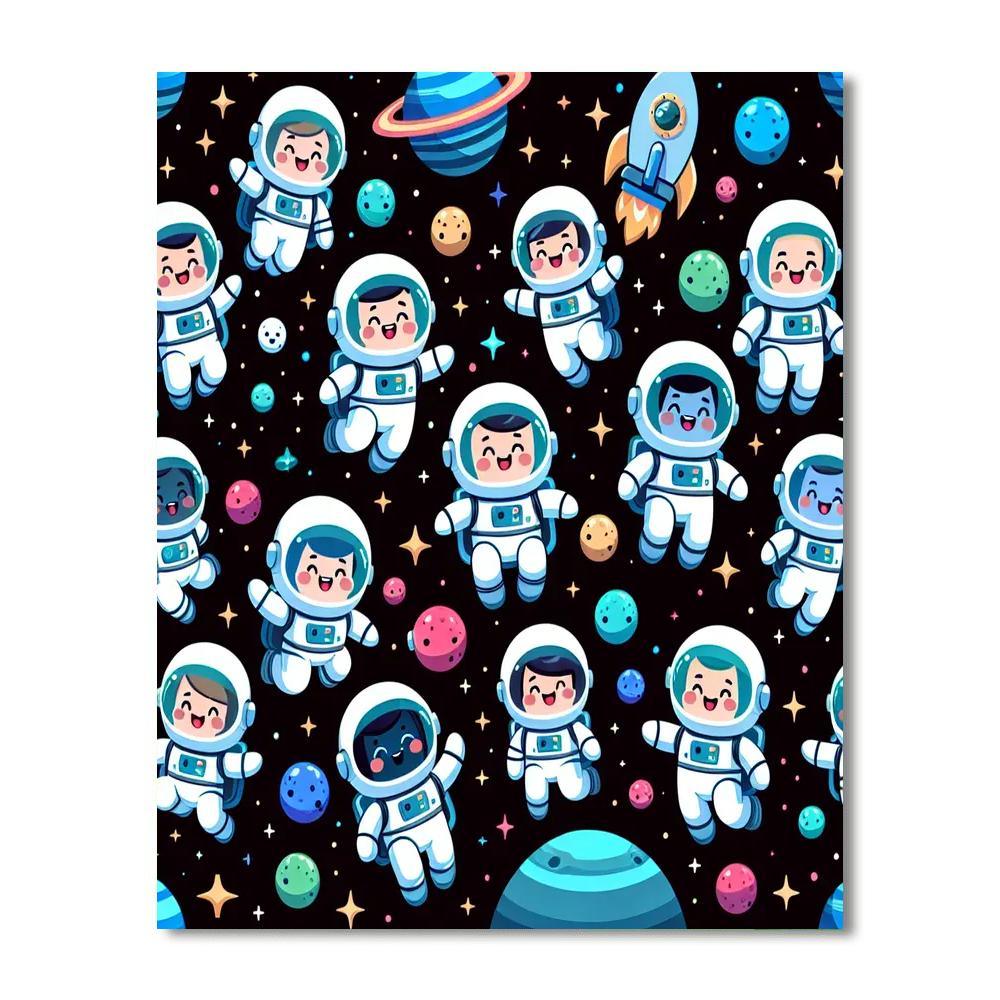 Cheerful Astronaut Journey Numbered Painting Kits