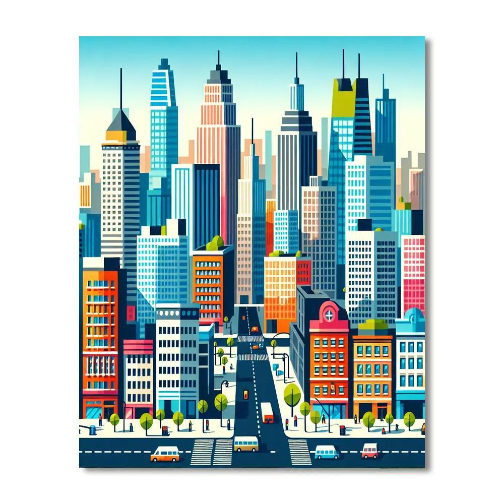 City Skylines And Skyscrapers Paint By Numbers Art