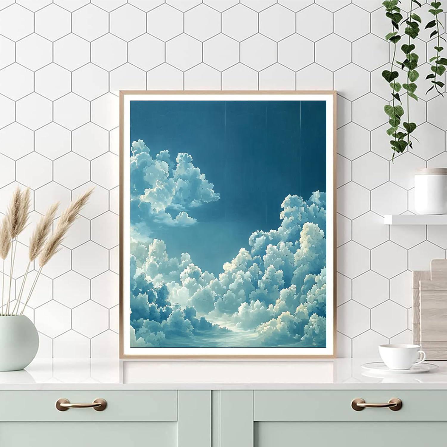 Hiroshige Inspired Floating Clouds  Number Painting