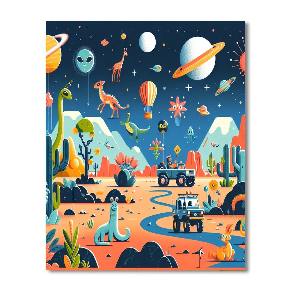 Spacey Safari Paint By Numbers Art