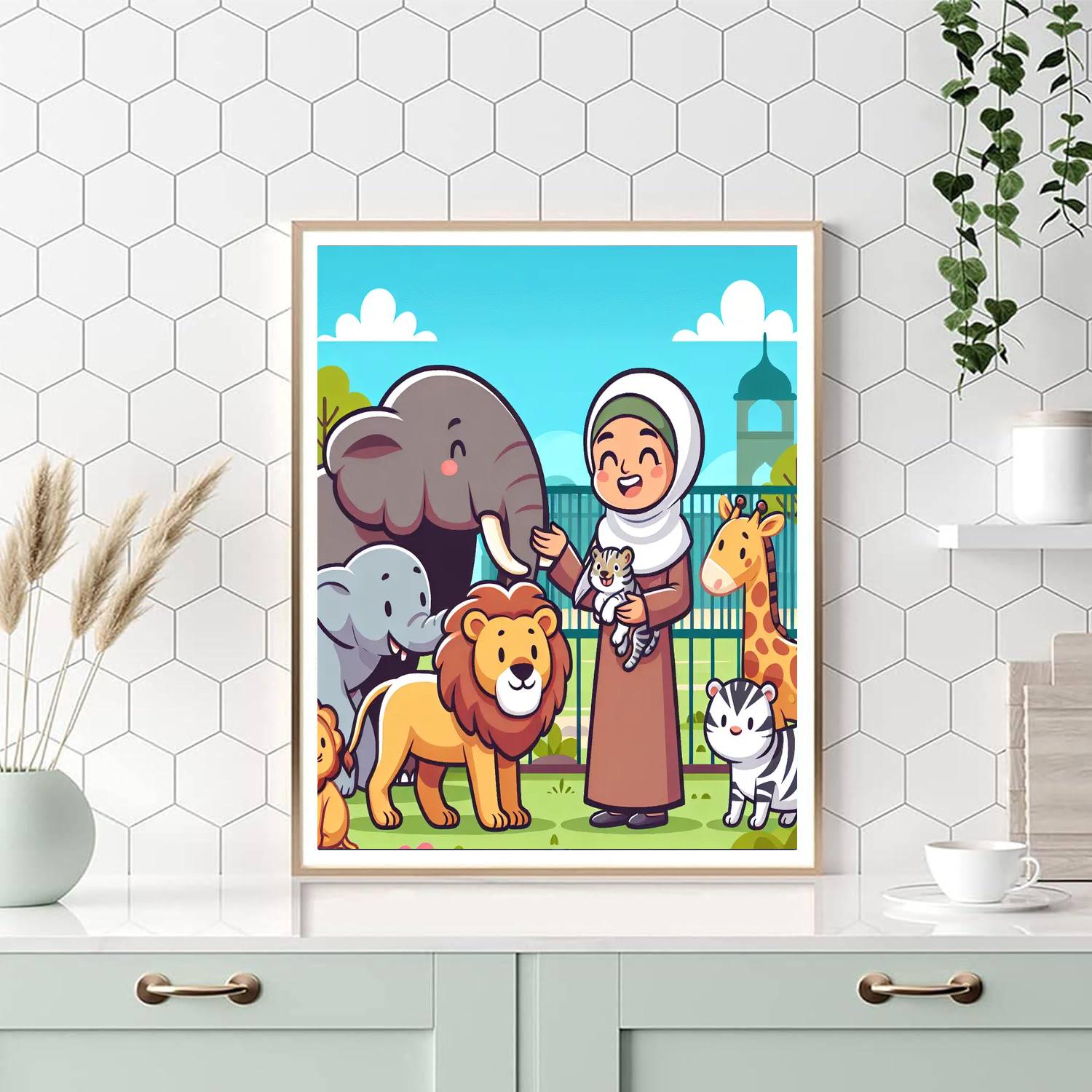 Caring Zoo Keeper Day Painting Number Kit