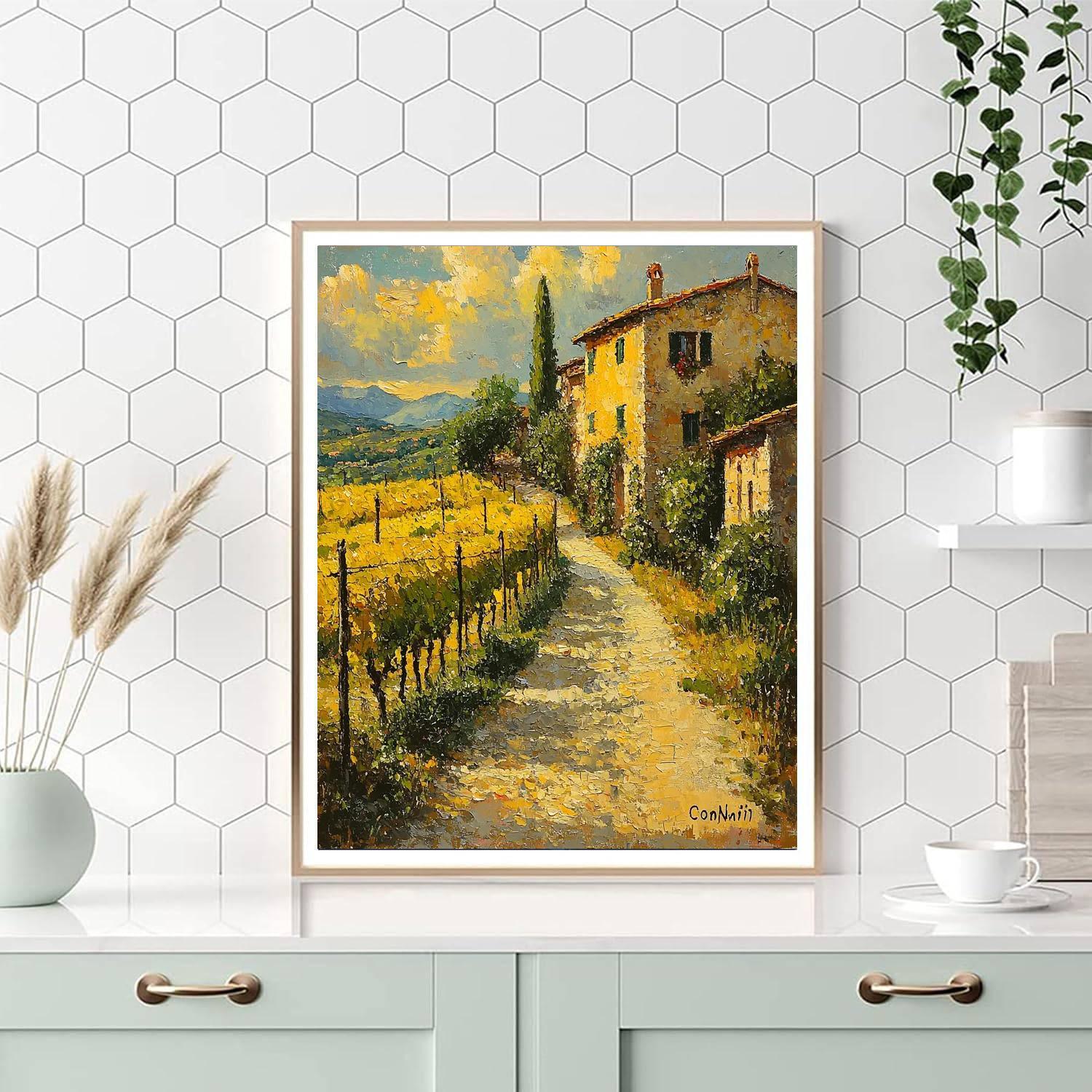 Camille Corot Inspired Charming Tuscan Vineyard  Paint By Numbers Kits