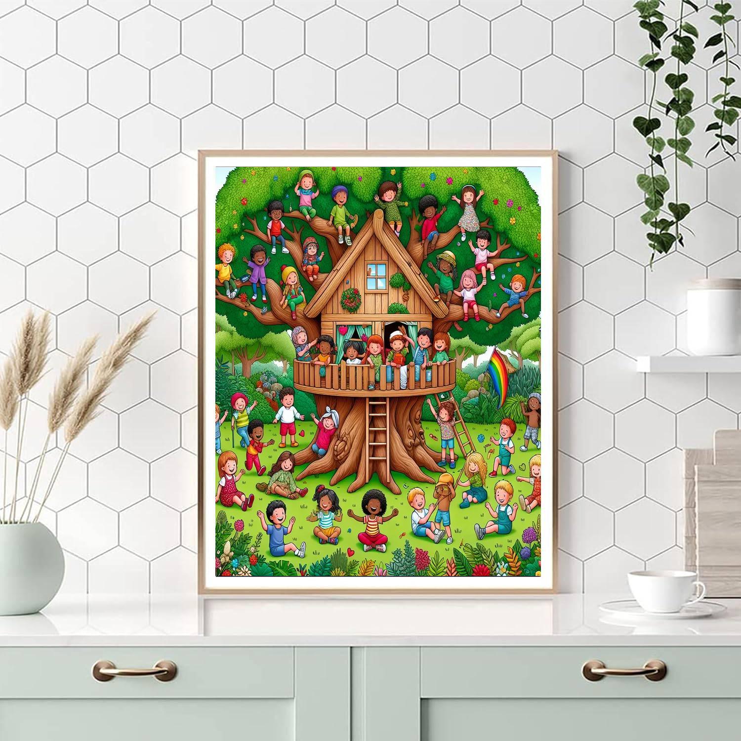 Joyful Treehouse Adventure Painting By Numbers Kit