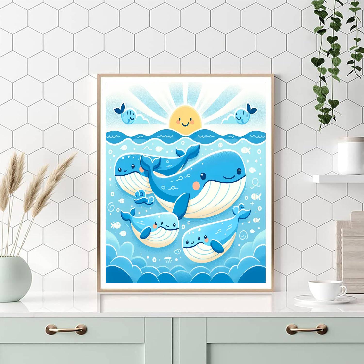 Friendly Whale Family Painting By Numbers Kit