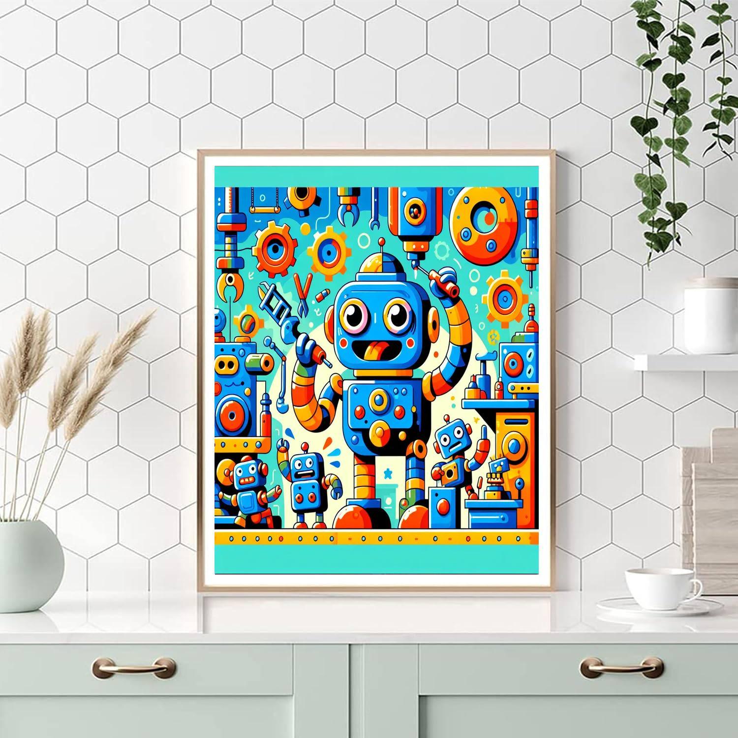 Kooky Robot Factory Painting By Numbers Kit