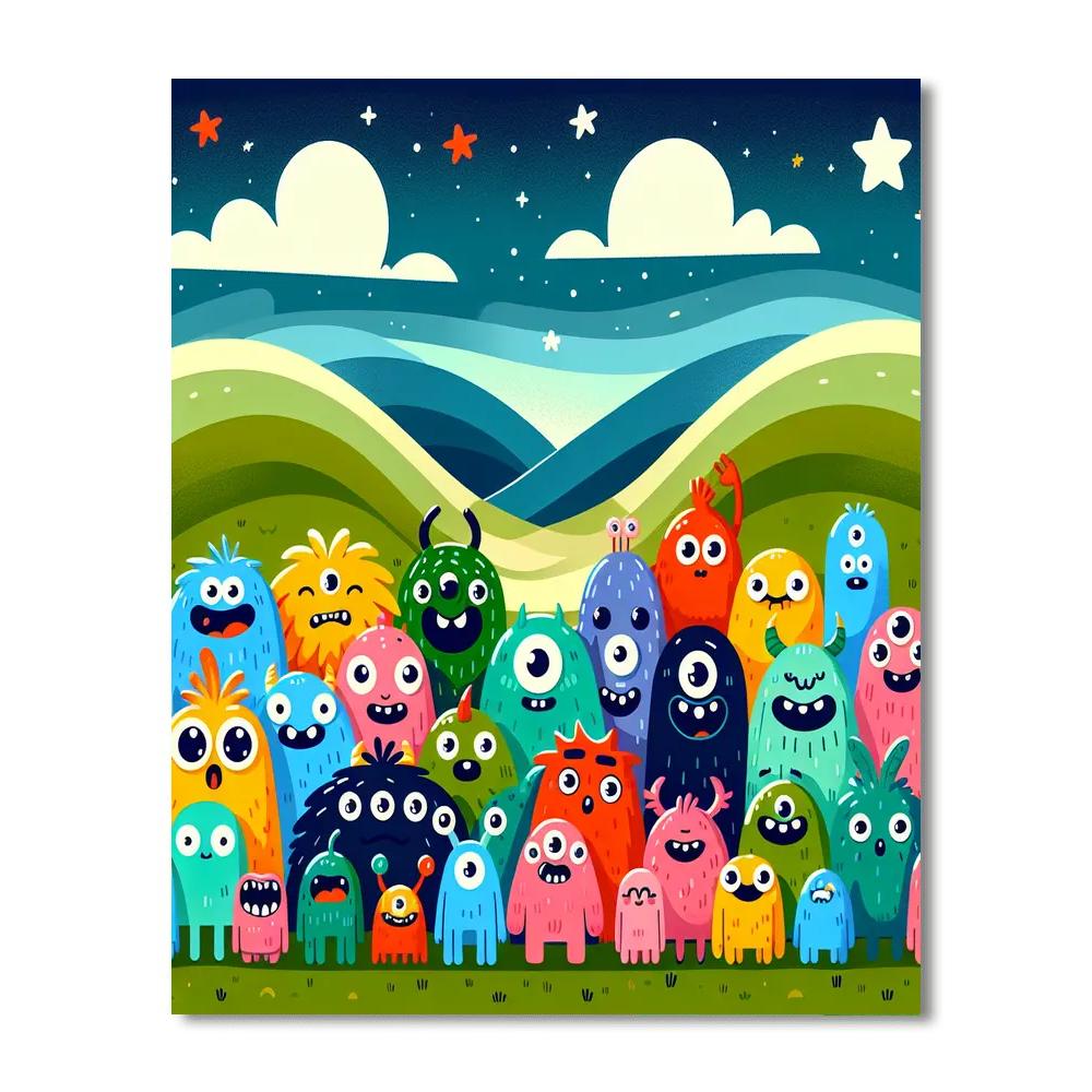 Funny Monster Friends Painting By Numbers Kit