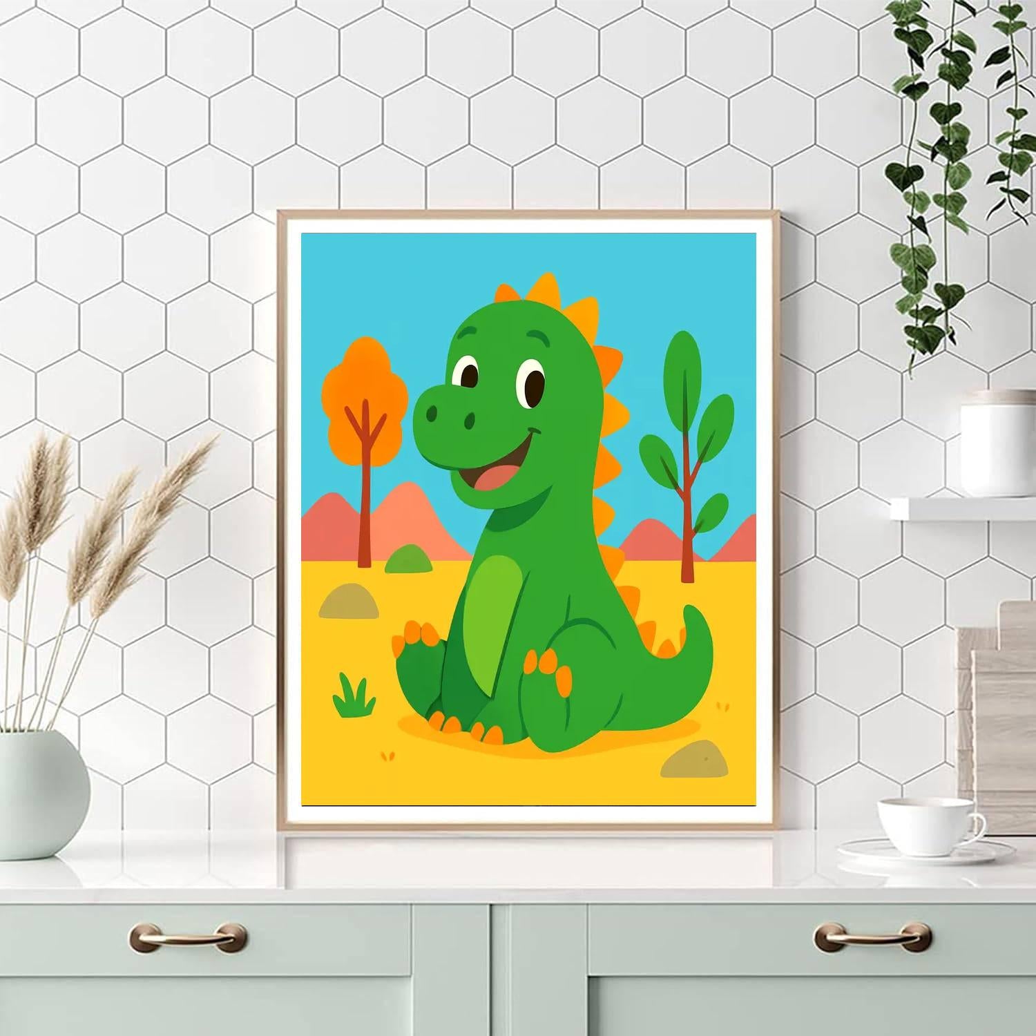 Giggling Dinosaur Paint By Numbers