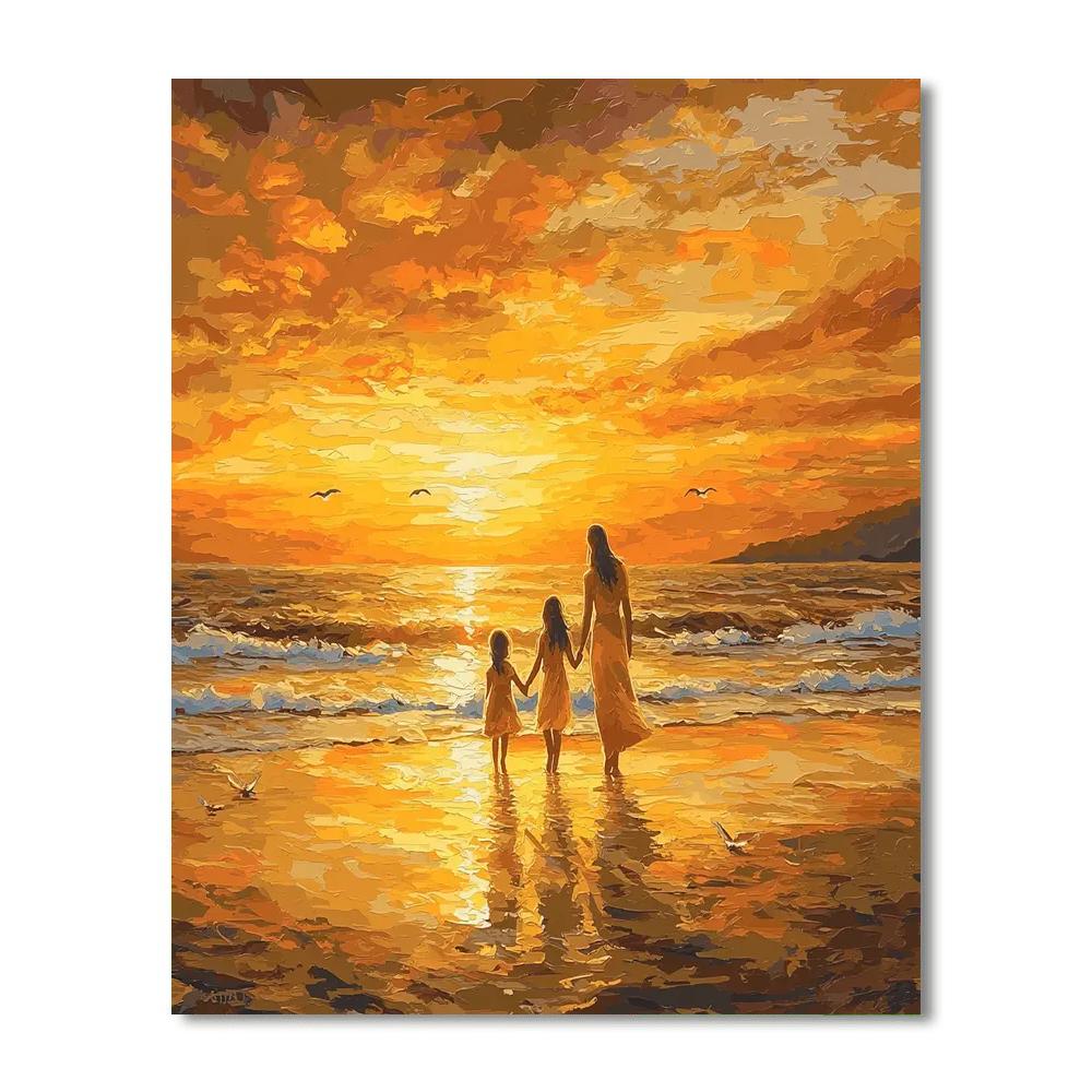 Sunset Stroll With Mama Number Painting