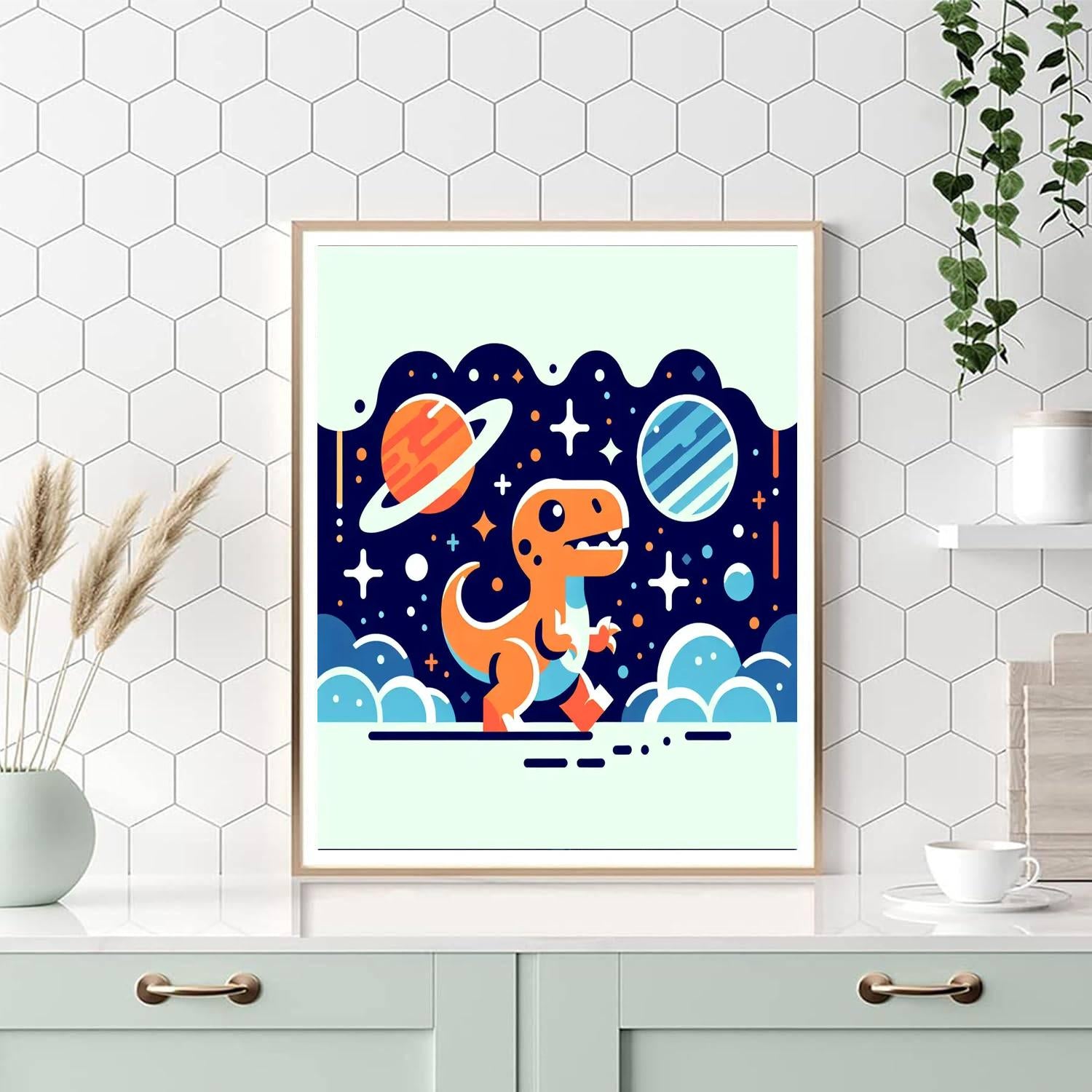 Galactic Dinosaur's Cosmic Journey Paint By Color