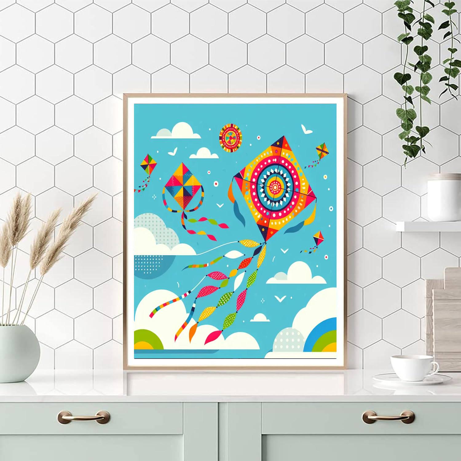 Kite Flying Fiesta Paint By Numbers Art